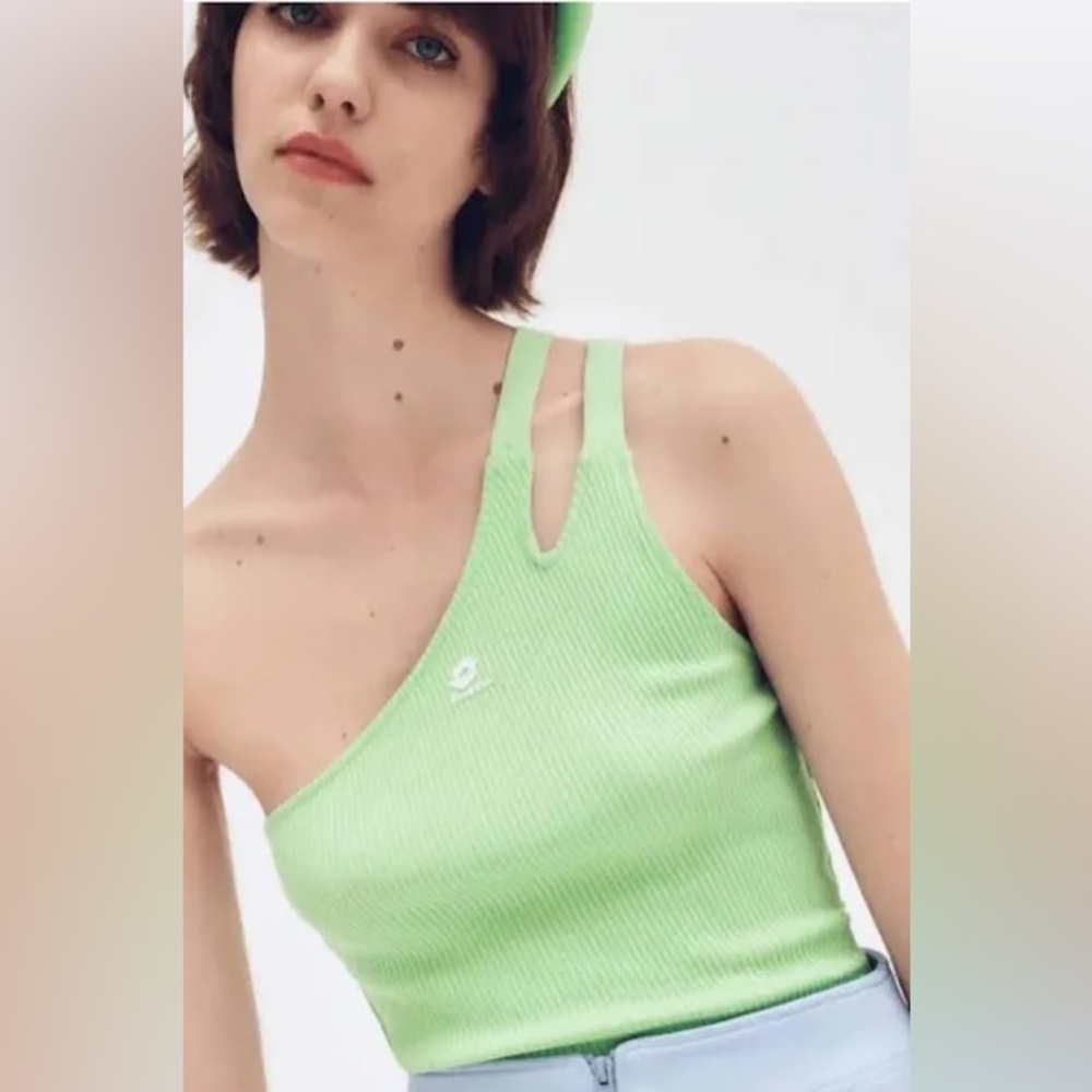 Zara X Lotto one shoulder ribbed top